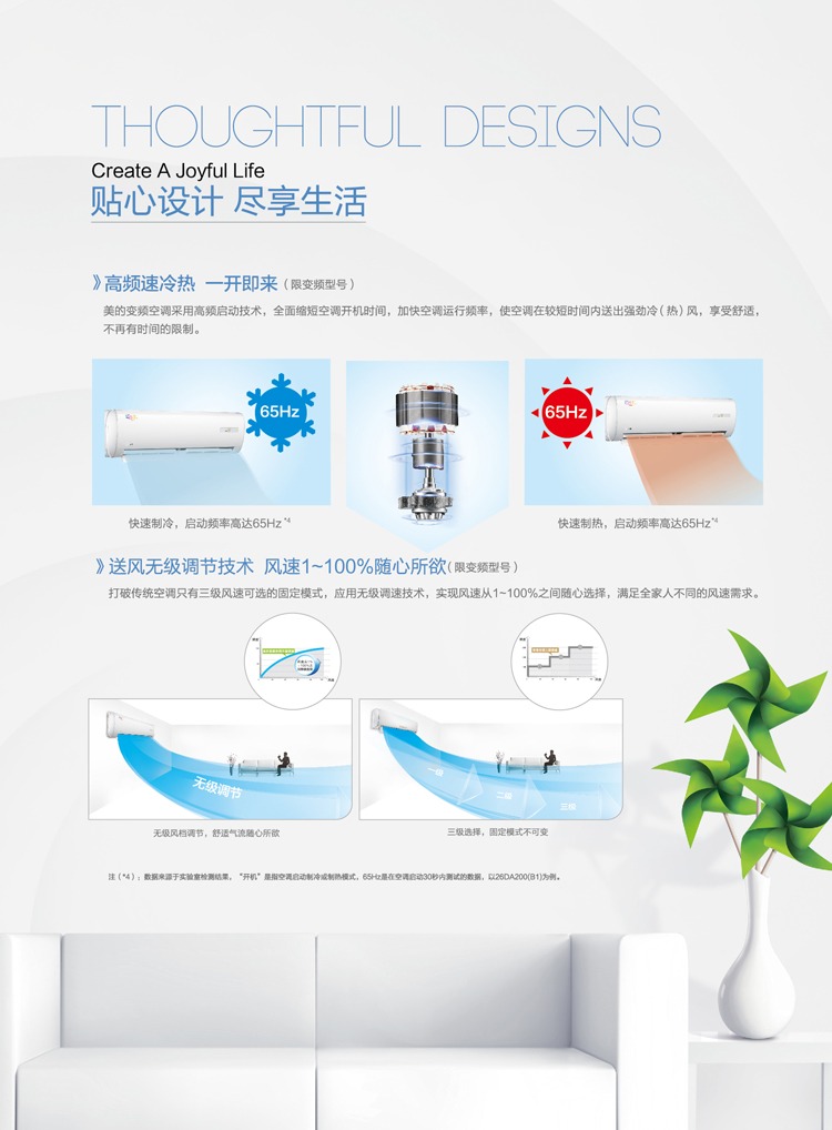 美的KFR-35GW/BP3DN1Y-DA200(B1)陶瓷白(省電星)掛式冷暖空調(diào)送風(fēng)快，可根據(jù)自己的喜好隨意調(diào)節(jié)風(fēng)速