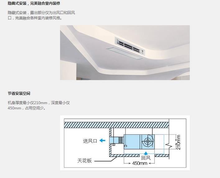 美的Xi系列A5風(fēng)管機(jī)MDV-D71T2/DN1-C3可隱藏式安裝，完美融合室內(nèi)裝修，節(jié)省室內(nèi)空間